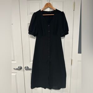 Elegant Black Puff Sleeve Dress